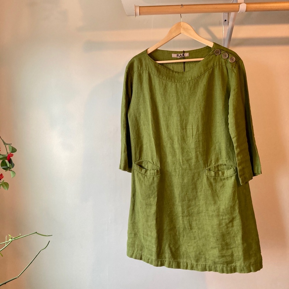 FLAX Green Linen Tunic